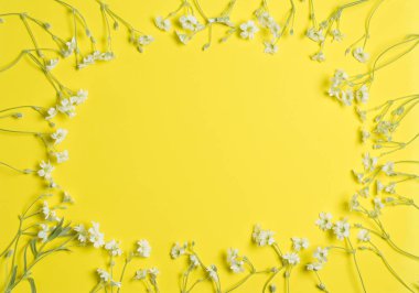 çiçekler sarı bir arka plan üzerinde