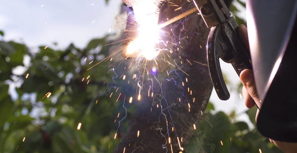 Glare Sparks Welding Nature — Stock Photo, Image