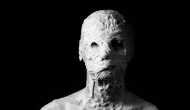 ugly shapeless face made of white mass terrible dramatic portrait of a guy