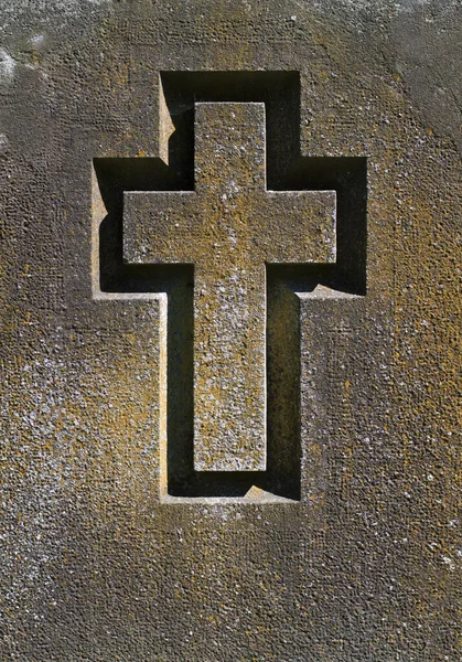 Kreuz Auf Einer Steinplatte Eingraviert — Stockfoto