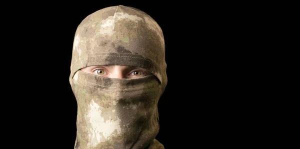 Portrait Man Balaclava Black Background — Stock Photo, Image