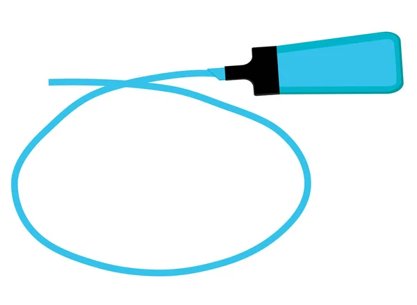 Einzelner blauer Textmarker mit handgezeichnetem blauem Kreis zum Highl — Stockvektor