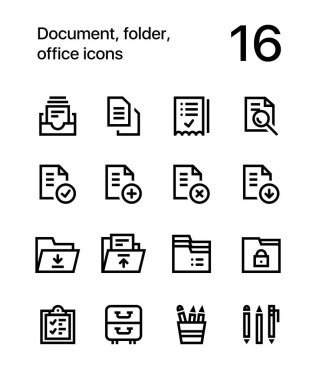 Web ve mobil tasarım paketi için belge, klasör, ofis simgeleri 1