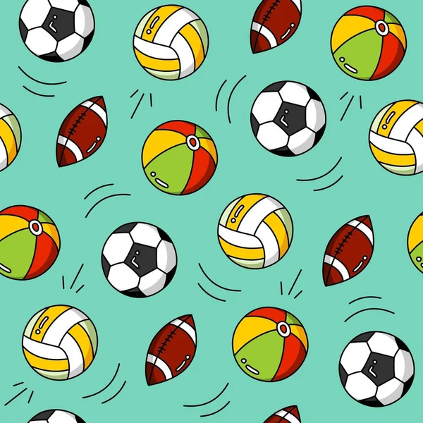 Sport Cartoon Muster nahtlose Vektor flachen Hintergrund — Stockvektor