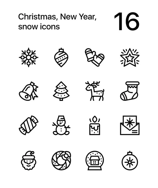 Frohe Weihnachten und einen guten Rutsch ins neue Jahr Icons für Web und Mobile Design Pack 3 — Stockvektor
