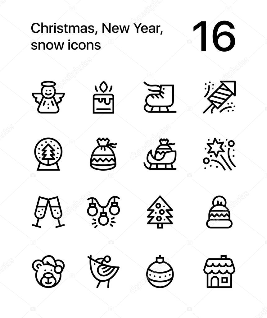 Merry Christmas and Happy New Year icons for web and mobile design pack 2