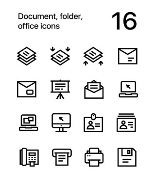 Belge, klasör, web ve mobil tasarım için office simgeleri pack 4