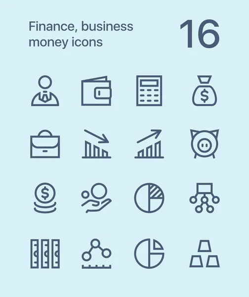 Resumo Finanças, negócios, ícones de dinheiro para web e pacote de design móvel 1 — Vetor de Stock
