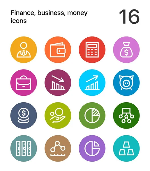 多彩的财务、 经营、 web 和移动设计钱图标包 2 — 图库矢量图片