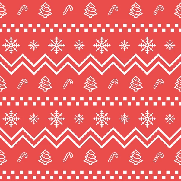 Icono de Navidad conjunto patrón geométrico sin costuras. Navidad y vacaciones de invierno elementos de fondo. Diseño plano vector textura — Vector de stock