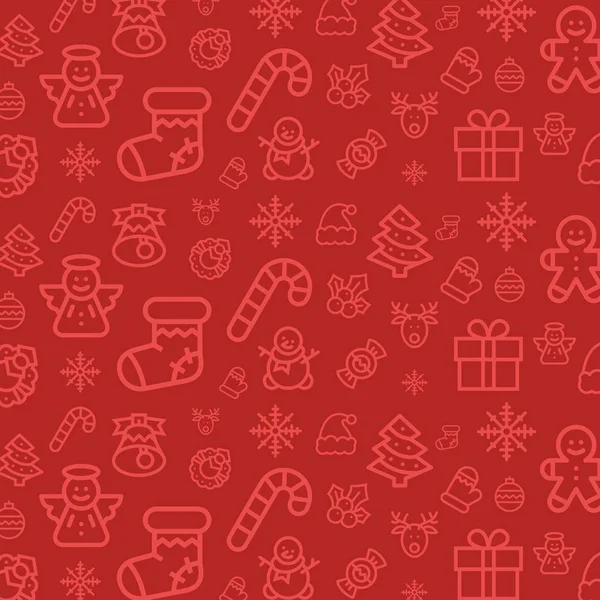 Patrón conjunto icono de Navidad. Navidad sin costuras vector fondo plano — Vector de stock