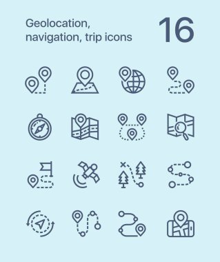 Anahat Geolocation, gezinti, gezi simgeler web ve mobil tasarım için pack 1