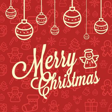 Christmas kırmızı ve sarı simge sorunsuz kalıbı tanımlar. Noel ve kış tatil düz vektör simgeleri arka plan