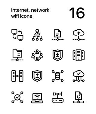 Internet, ağ, web ve mobil tasarım için wifi simgeler paketi 3