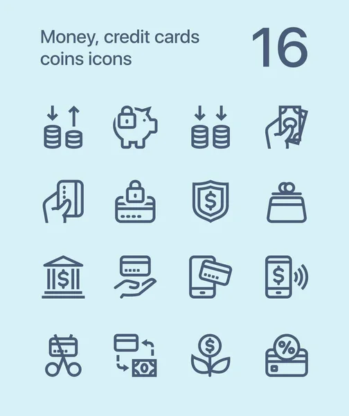 Outline Money, Kreditkarten, Coins Icons für Web und Mobile Design Pack 3 — Stockvektor