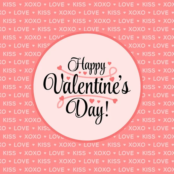 Tarjeta feliz día de San Valentín con patrón de fondo de vector de corazón rosa — Vector de stock