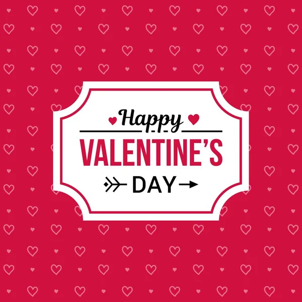 Tarjeta feliz día de San Valentín con vector de corazón rosa en el patrón de fondo rojo — Vector de stock