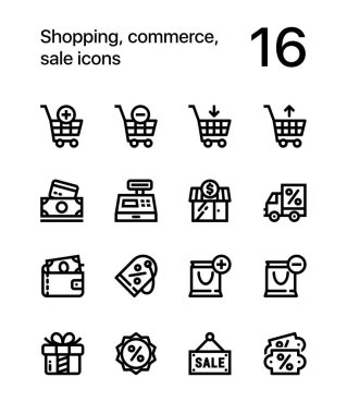 Alışveriş, ticaret, web ve mobil tasarım satış simgelerini pack 1