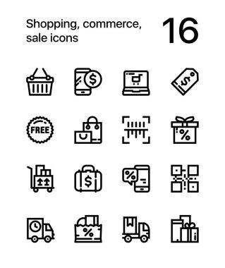 Alışveriş, ticaret, web ve mobil tasarım satış simgelerini pack 2