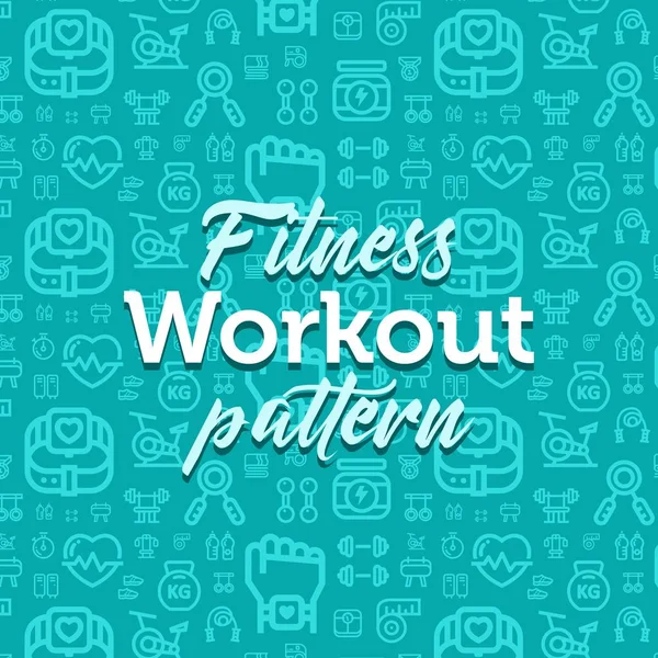 Ilustração de padrão de fitness com contorno vetorial ícones planos simples no fundo de textura — Vetor de Stock