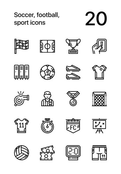 Soccer, football, sport icons for web and mobile design pack — Stock Vector