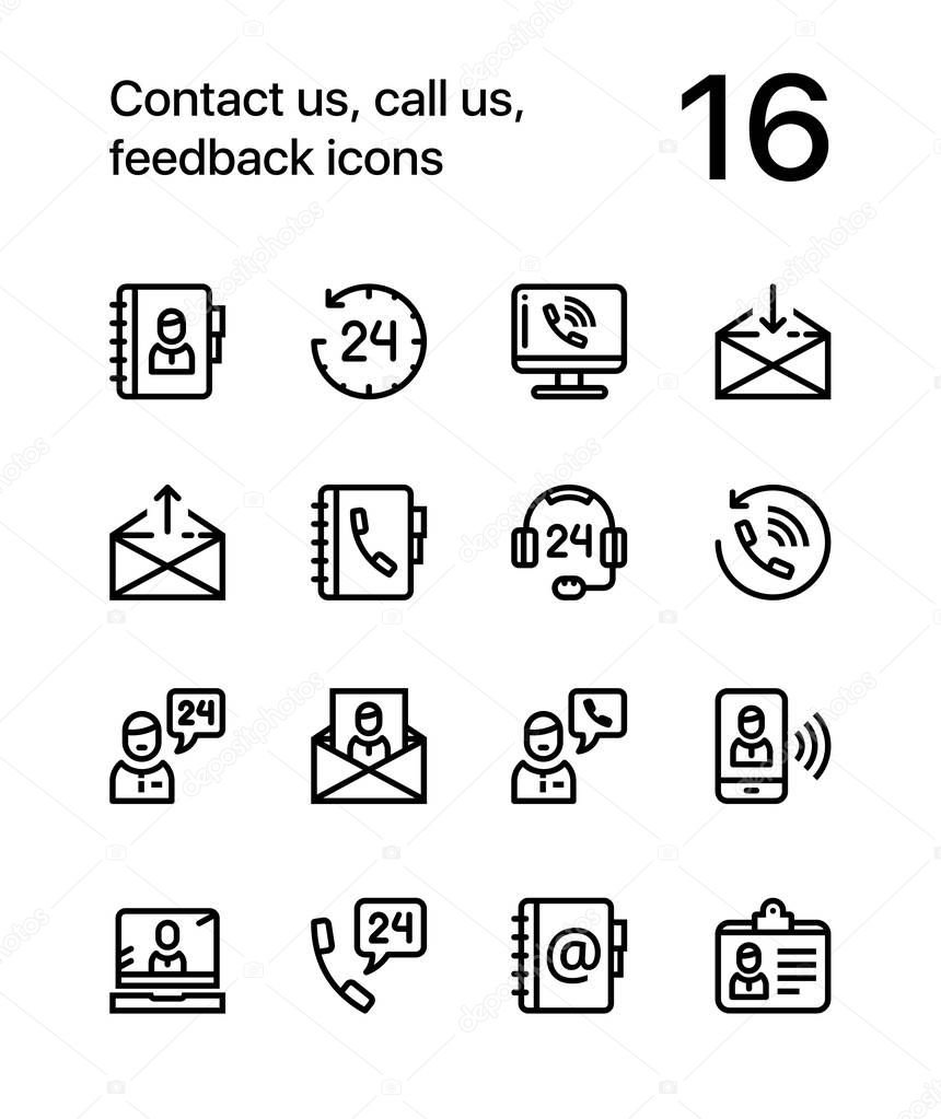 Contact us, call us, feedback icons for web and mobile design pack 1