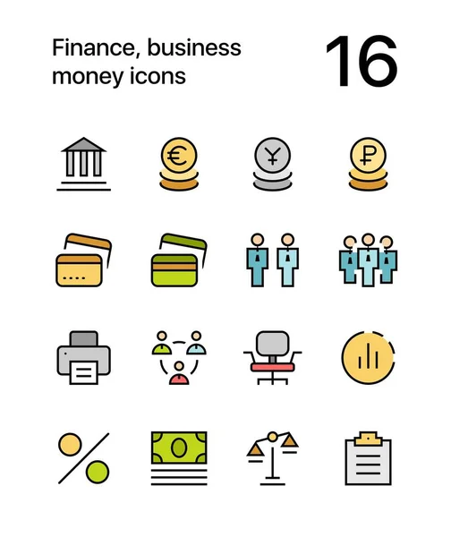 Farbige Finanz-, Geschäfts-, Geld-Icons für Web und Mobile Design Pack 3 — Stockvektor