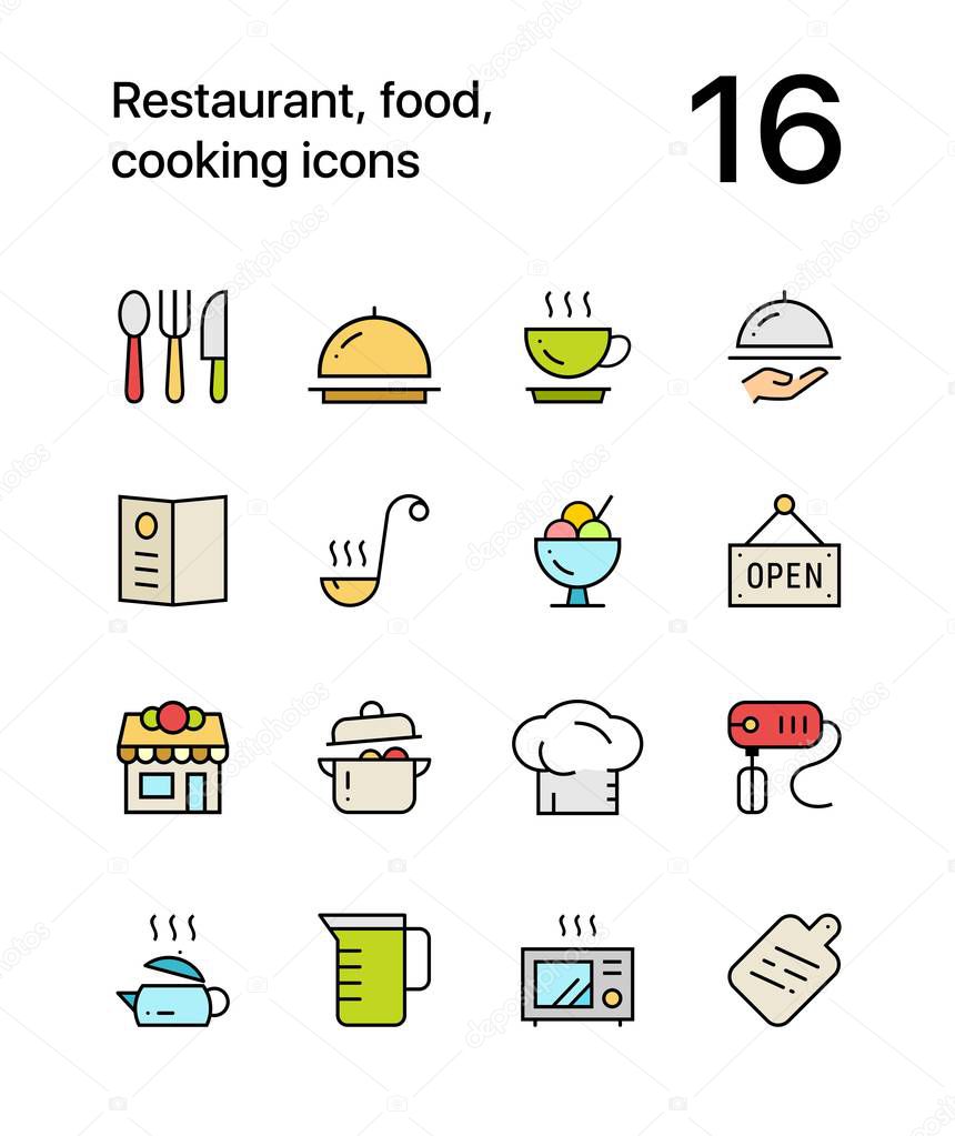 Colored Restaurant, food, cooking icons for web and mobile design pack 1