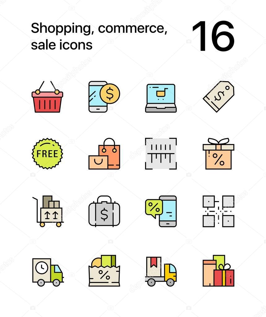 Colored Shopping, commerce, sale icons for web and mobile design pack 2