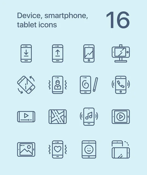 Esquema Dispositivo, smartphone, tableta iconos para web y móvil paquete de diseño 1 — Vector de stock