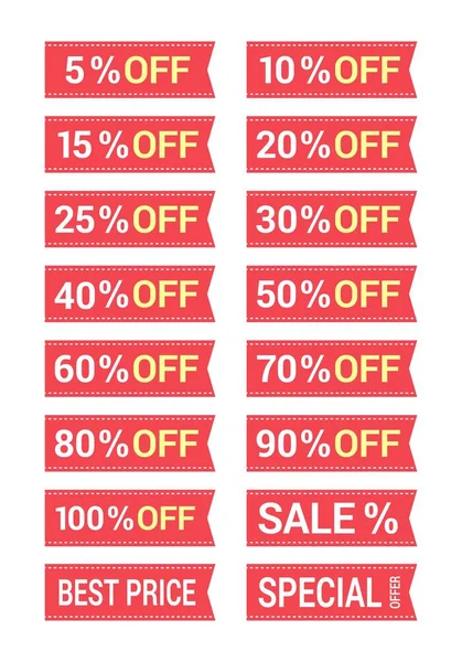 Special red offer sale tag discount symbol retail sticker sign price set — Stock Vector