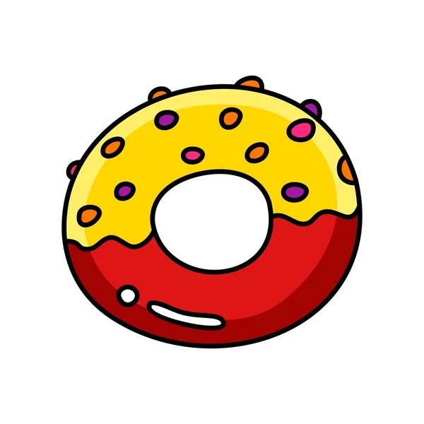 Desenhos animados Donut colorido plana vetor comida ilustração para decoração e design em fundo branco isolado 1 — Vetor de Stock