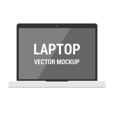 İzole modern dizüstü vektör düz mockup beyaz arka plan üzerinde