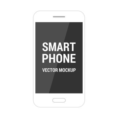 Akıllı telefon vektör düz mockup beyaz arka plan üzerinde beyaz izole