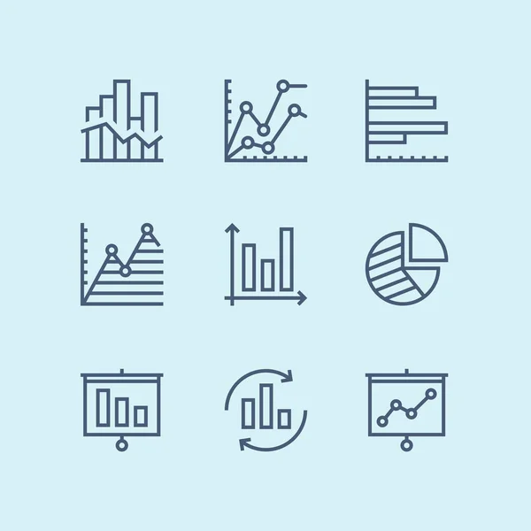 Outline Data Analysis Chart Diagram Vector Simple Icons Web Mobile — Stock Vector