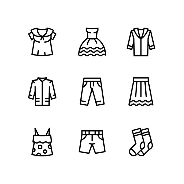 Abbigliamento Moda Accessori Abbigliamento Icone Della Linea Vettoriale Web Mobile — Vettoriale Stock