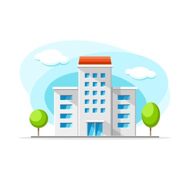 Düz vektör modern ev renkli resimde inşa. Şehir ev, daire, konut nesne izole beyaz arka plan üzerinde