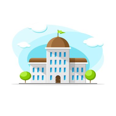 Düz vektör eski Parlamento renkli resimde bina. Şehir ev, daire, konut nesne izole beyaz arka plan üzerinde