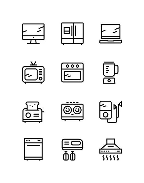 Eletrodomésticos Aparelhos Eletrônicos Técnicas Ícones Dispositivo Gadget Para Web Pacote —  Vetores de Stock