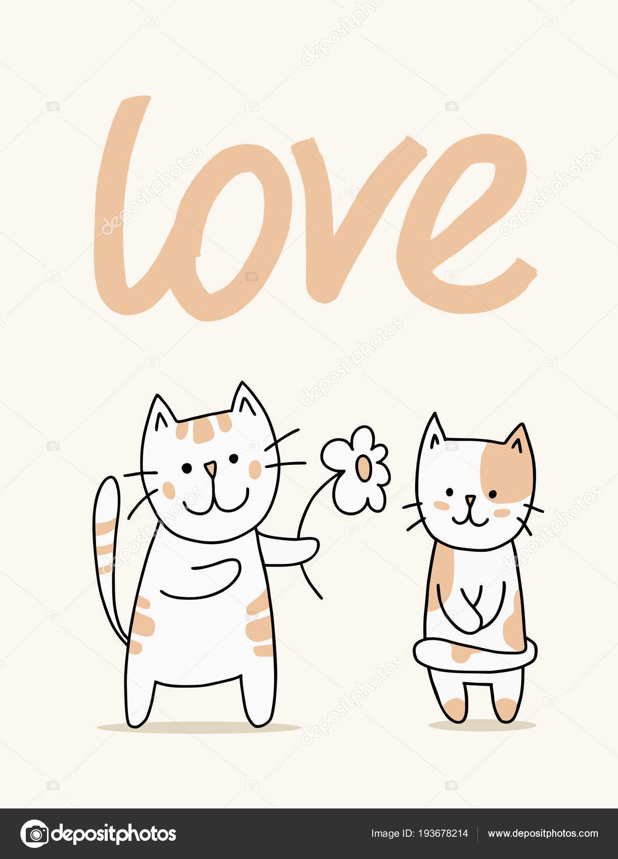 Desenhos animados de um casal de gatos fofos