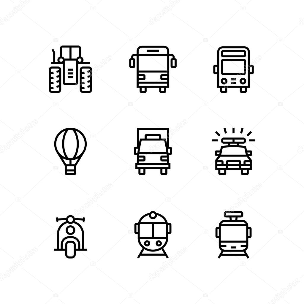 Transport, vehicle, truck and car simple vector icons for web and mobile design pack 2