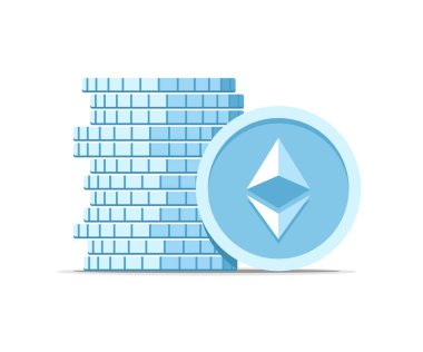 Ethereum cryptocurrency sikke yığını. Vektör düz modern izole Kripto çizim