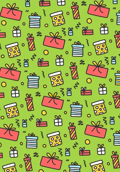 Patrón Navidad Colorido Con Diferentes Regalos Regalos Ilustración Vectorial Plana — Vector de stock