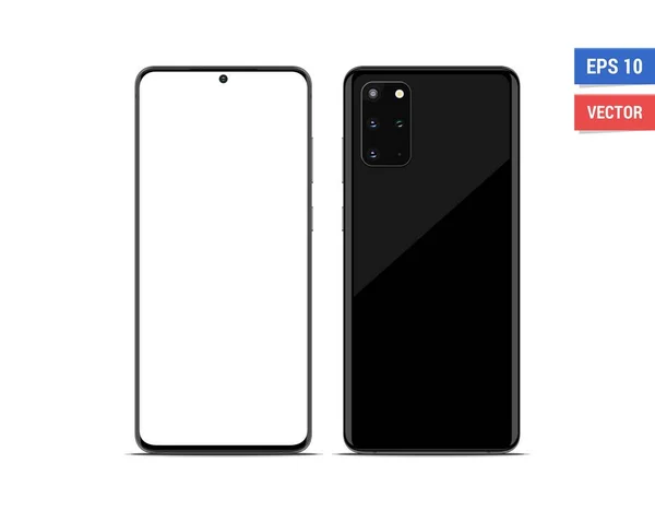 Gerçekçi vektör düz maket Samsung Galaxy S20 artı beyaz arkaplanda boş ekran izole. Resmi herhangi bir çözünürlükte ölçekle