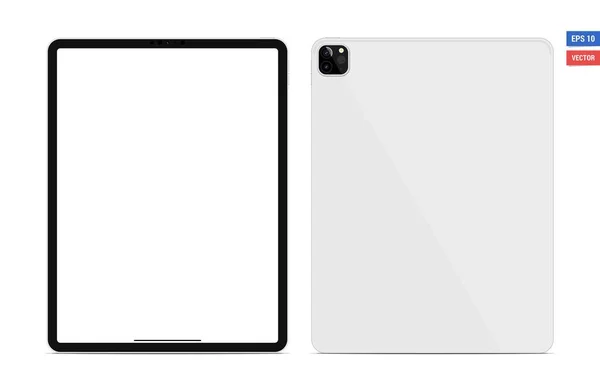 Gerçekçi vektör düz maket Apple iPad Pro 2020 12.9 beyaz arka planda izole edilmiş boş ekran. Resmi herhangi bir çözünürlükte ölçekle