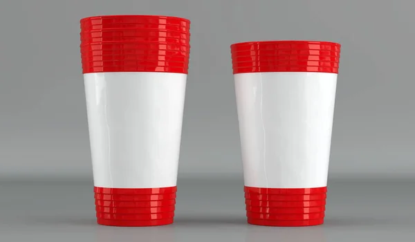 Plastic disposable cup mockup. Front view. — Stock Photo, Image