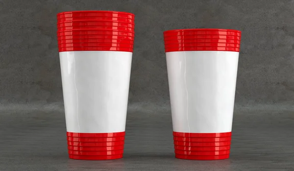 Plastica monouso tazza mockup. Vista frontale . — Foto Stock