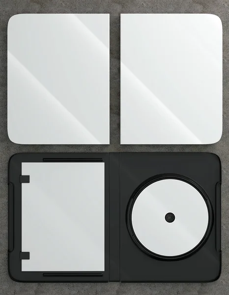 Cd dvd disc plastic box mockup. perspektivische Sicht. — Stockfoto