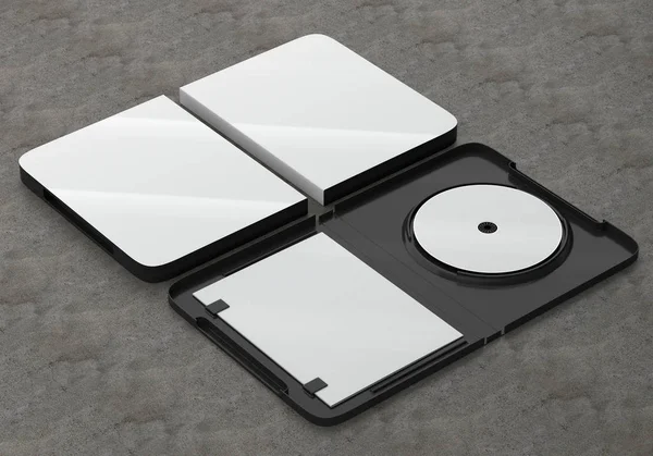 CD DVD Modélisation de boîte en plastique de disque. Vue en perspective . — Photo