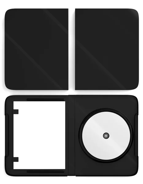 Cd dvd disc plastic box mockup. perspektivische Sicht. — Stockfoto